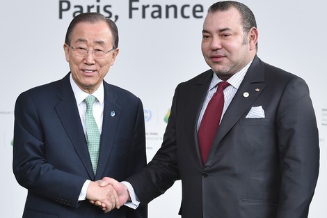 King Mohammed VI and Ban ki-moon. Image for archive.