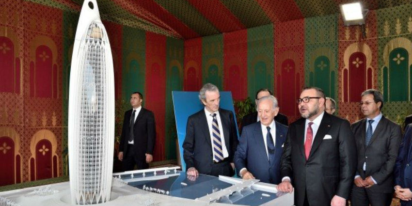 King Mohammed VI kicking off the construction works of would-be Africa's tallest tower.
