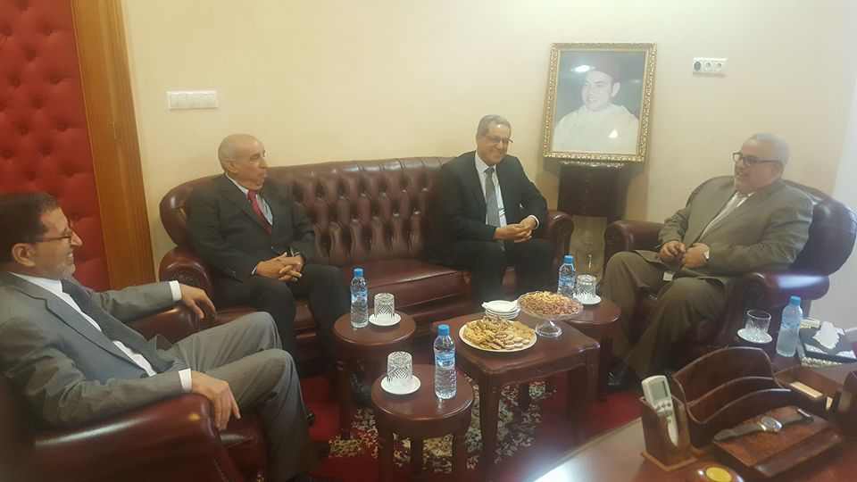 Leaders of the PJD party negotiation a prospective government coalition with leaders from the MP party. (Farid Titi)