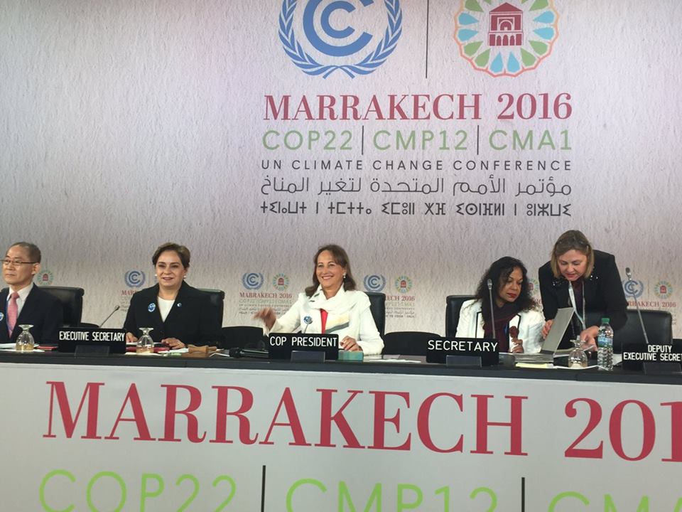 Ségolène Royal giving introductory remarks to  mark the kick off of the COP22 event.