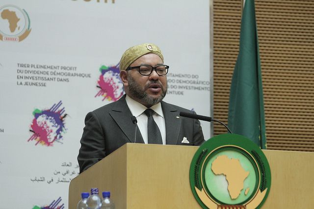 King of #Morocco addressing representatives of AU states during the 28th AU Summit.